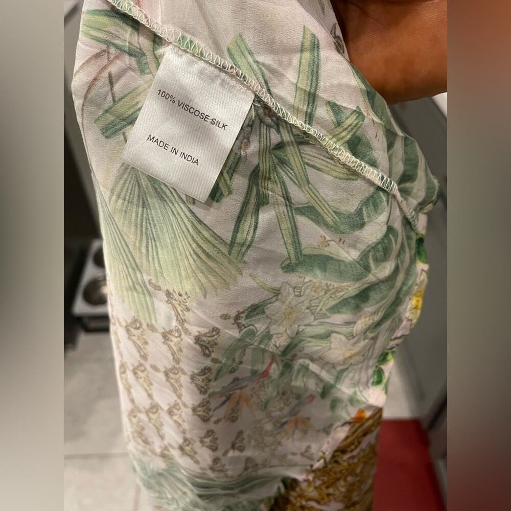 jayshree dalal Tropical Silk Blend Long Shirt Dress Sz:L - Picture 11 of 11